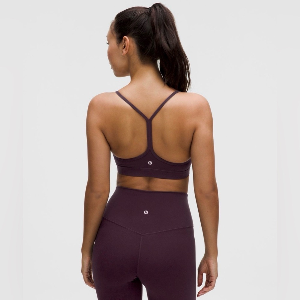 NWT Lululemon Flow Y Bra Nulu *Light Support A-C Cups Black Plum Size 8